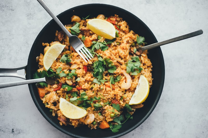 Cooked rice served
